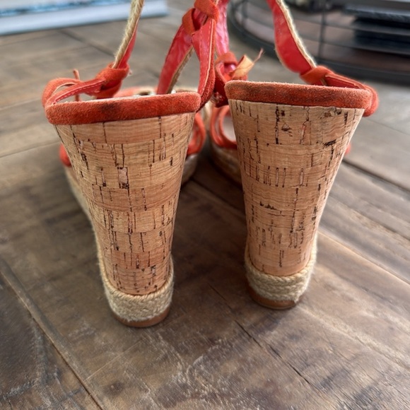 WHBM Orange Suede Jupiter Wedge sandals - Picture 3 of 5